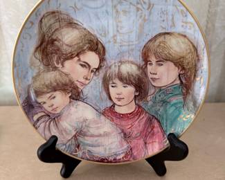 Edna Hibel 'Leah's Family' Porcelain Plate from 'The World I Love' Series