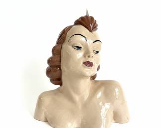 Vintage Dorothy Kindell Ceramic Art Deco Lady Head Vase