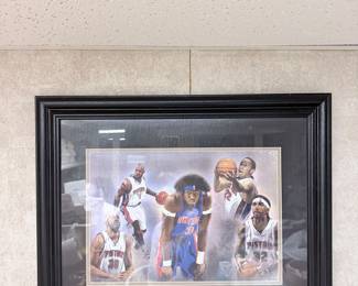 Detroit Pistons 2004 Championship Era Framed Print - Featuring Ben Wallace, Chauncey Billups, Richard Hamilton