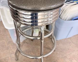 Retro Style Chrome Bar Stool with Glitter Vinyl Seat