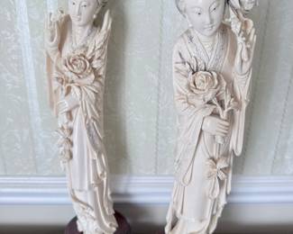 Pair of Chinese Resin Figural Statues