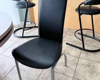 Black Faux Leather Dining Chair with Chrome Legs