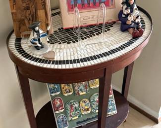 Mid-Century Mosaic Tile Top Side Table