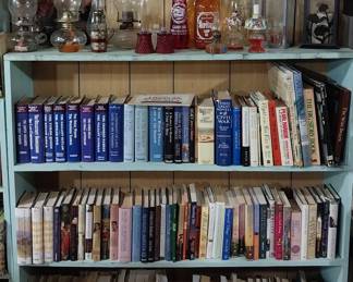 oil lamps, books