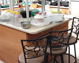 bar stools (counter height), Tupperware, Pyrex