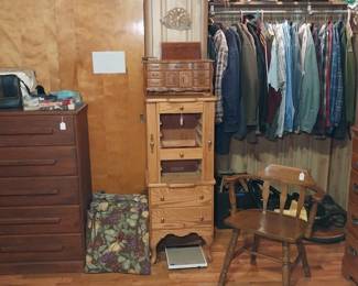 dresser, jewelry cabinet, men's shirts