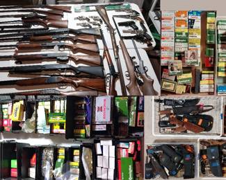 GUNS/AMMO/KNIVES: Carl Gustaf 6.5 rifle, Stevens 22, Winchester 94 carbine, Remington 12 octagon, Winchester 1906 22, Marlin 70P, Charter Arms Armalite Ar-7 explorer, Remington 870, 12ga, 20 ga, Remington 11-87 12ga, Winchester 1800 12ga, New England Pardner, Ranger over under 12ga, Sig Saur P226 9mm, Smith Wesson 19 357 mag, High Standard Western 22, Black Powder rifle, 44cal, 30cal pistols, Knight mussel loader, Buck, 