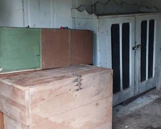 pie safe, wood boxes, trunks