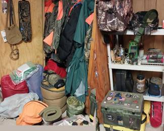 sleeping bags, hunting clothes, camo, gear cases
