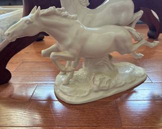 Hutschenreuther In Freedom Horses Figurine - MCM German White Horses Porcelain Sculpture - 15.75" Vintage MH Fritz Design Wild Horses Statue