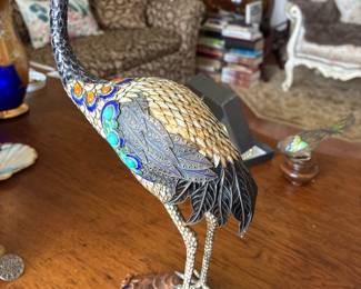Antique Original Silver Antique Chinese Bird Statue