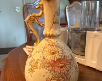 Antique Royal Bonn Hand Painted Gold Gilded 14” Tall Floral Vase c.1888-1920