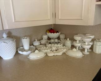 Fenton Sawtooth Hobnail White Milk Glass 