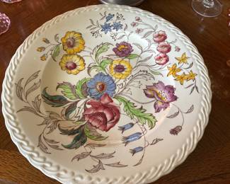 Vtg Vernon Kilns CA Pottery May Flower 13.5” Chop Plate Hand Painted Under Glaze