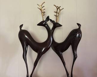 17” art deco Black finished Brass Deer