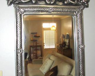 Heavy pewter mirror