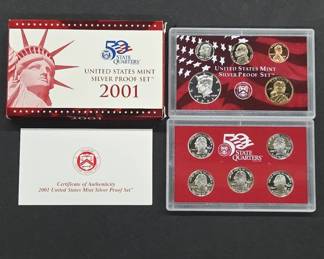 2001 US Mint Silver Proof Coin Set