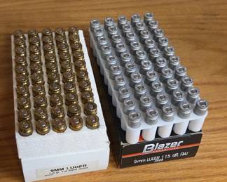 Blazer and G.F.L. 9mm Luger 115 Gr. FMJ Ammo