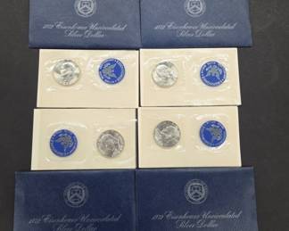 Four 1972 Eisenhower Uncirculated Silver Dollars