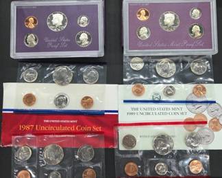 US Mint Proof and Uncirculated Coin Sets 1987-1989