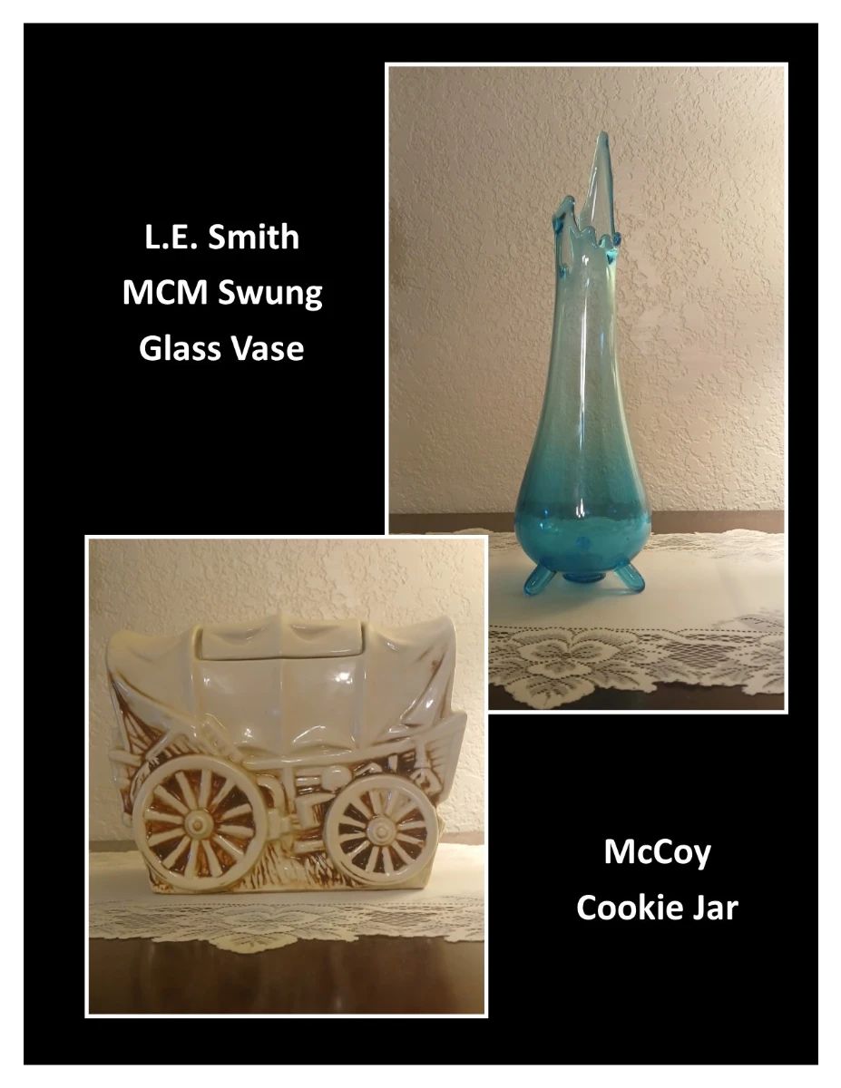 L.E. Smith MCM Swung Glass Vase / McCoy Cookie Jar