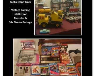 Vintage Toys / Tonka Crane Truck / Intellivision Gaming Consoles and Games Set