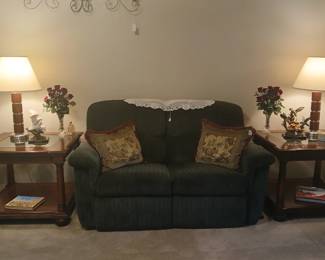 Love Seat and Thomasville End Tables 