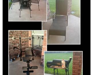 Patio / BBQ Grill  / Bench Press / Chaise Lounge / Table & Chairs
