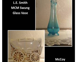 L.E. Smith MCM Swung Glass Vase / McCoy Cookie Jar