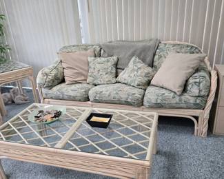 Rattan sofa and coffee table