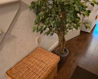 Wicker trunk, artificial tree