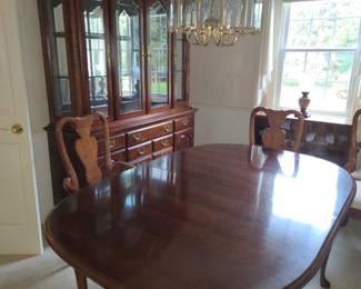 Dining table, pads, and 6 chairs
