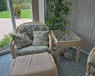 Chair & ottoman, end table
