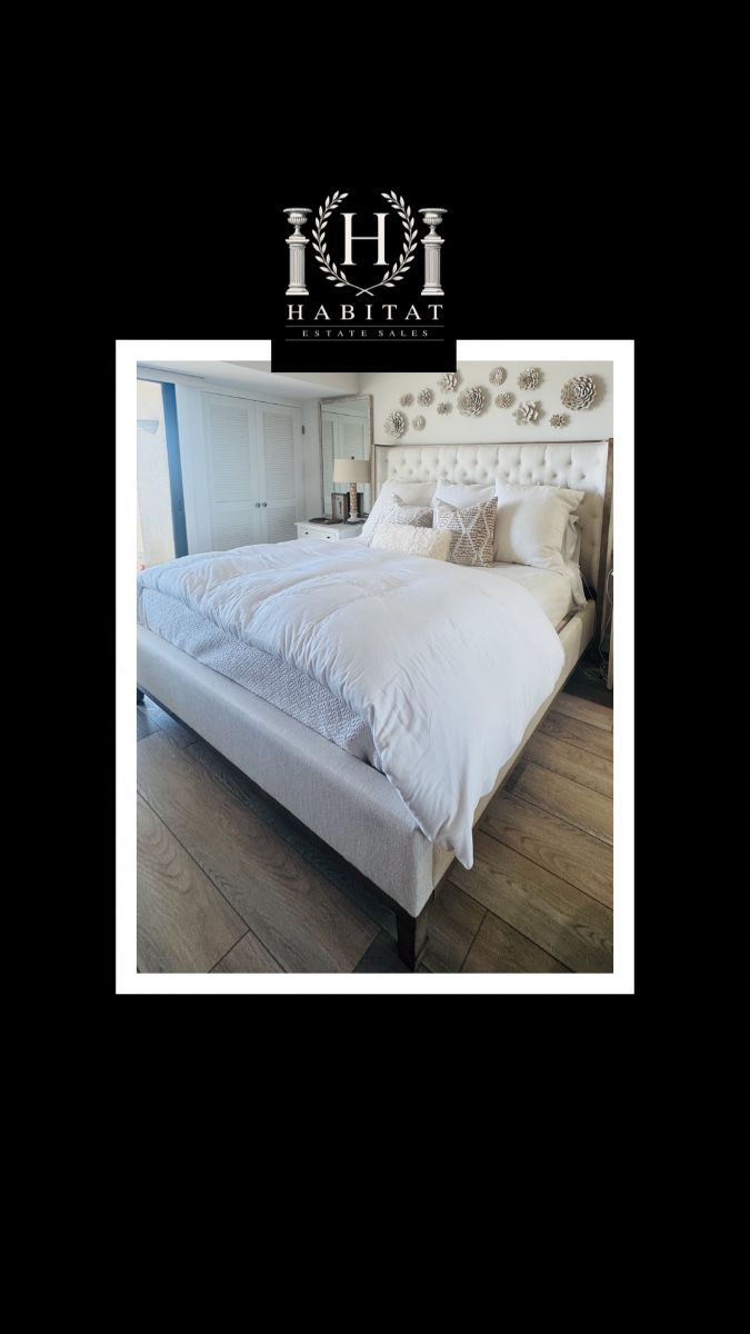 Cal king tufted linen platform bed