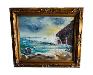 Org vintage coastal painting in Gilded frame