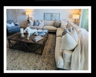 Beautiful linen sectional sofa by lee industries