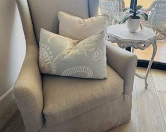 Linen wing chair by lee industries