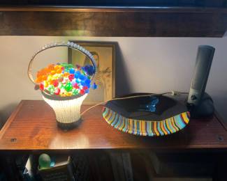 Vintage Czech glass fruit lamp