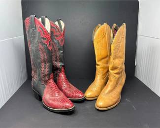 Two Pairs of Vintage Westernstyle Leather Cowboy Boots, Approx. Size 9B