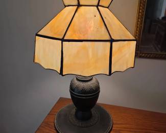 Vintage Arts and Craftsinspired Slag Glass Accent or Table Lamp, Measures Approx. 19 H