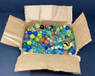 Extensive Assorted Collection of Vintage Glass Marbles Incl Cats Eye, Swirls, and Translucent Glass