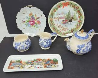 Mixed Vintage And Holiday Ceramic Tableware
