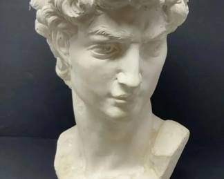 Vintage Classic Plaster Bust Reproduction of Michelangelos Renaissance Sculpture, David