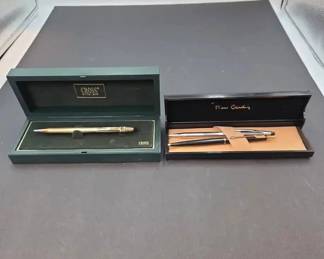 Lot of 3 Ballpoint Pens 2 by Cross and 1 by Parker, w Cross and Pierre Cardin Presentation Cases