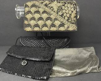 Collection of 4 Vintage Evening Bags and Clutch Purses Incl. Pieces by Norell and Whiting and Davis