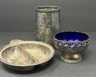 3Piece Lot of Vintage Silver Plated Silver Soldered Tabletop Decor or Serving Pieces