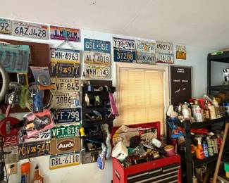 craftsman tool chest (top and bottom), license plates
