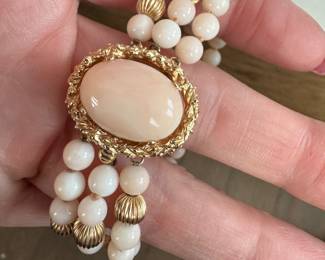 14k angel skin coral gold bracelet