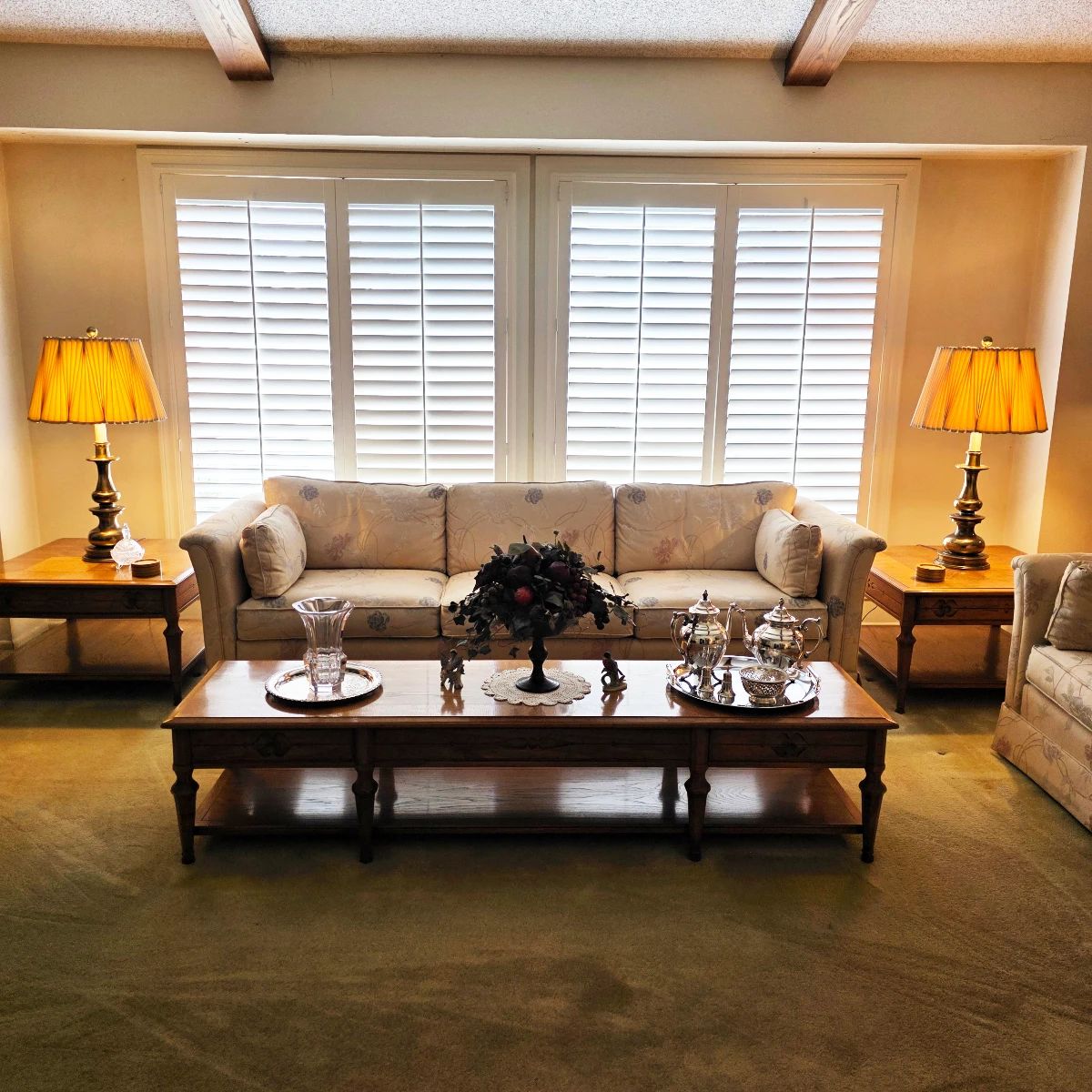 1965 time capsule home, Heritage furniture, Stiffel lamps, and mid century decor