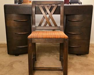 Heywood-Wakefield M320 Kneehole Desk & Double-X Chair Set